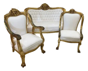 (3 Pc) Antique French Sofa and Chair Set
