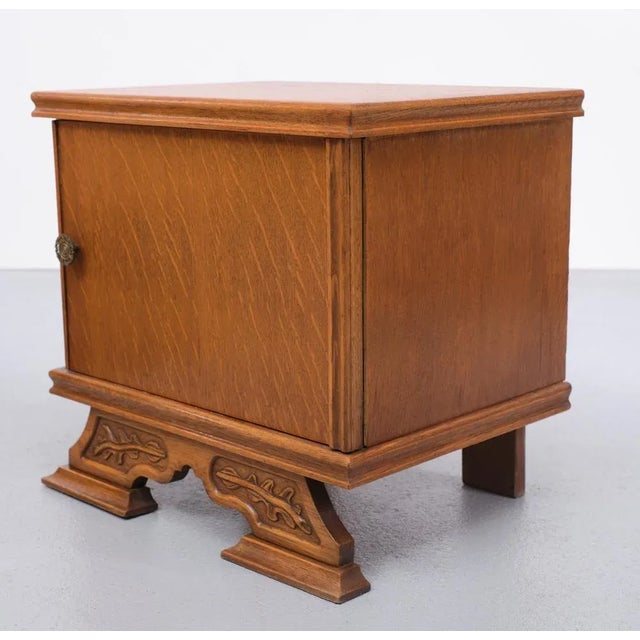 Oak Night Stands, Holland, 1940s, Set of 2 For Sale - Image 10 of 12
