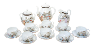 Japanese Eggshell Porcelain Tea Service, 1890s, Set of 19