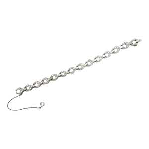 Circa 1950 Vintage Trifari Rhodium Plated Clear Rhinestone Tennis Bracelet
