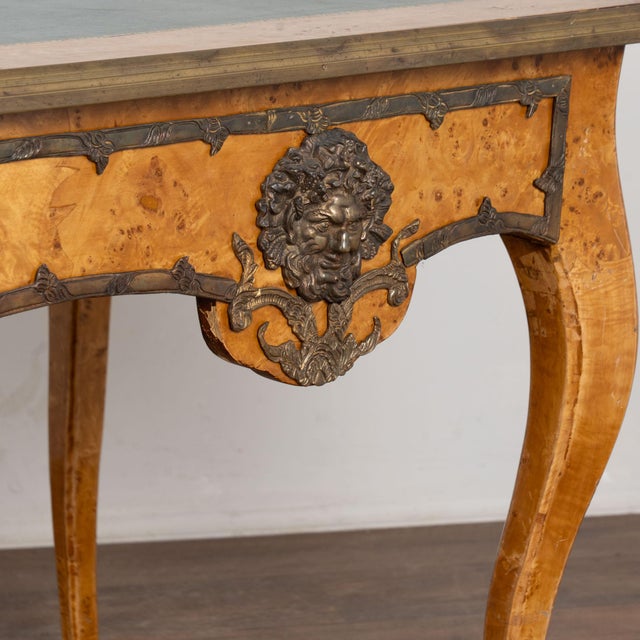 Early 20th Century Louis XV Style Burlwood Writing Desk With Leather Top For Sale - Image 14 of 18