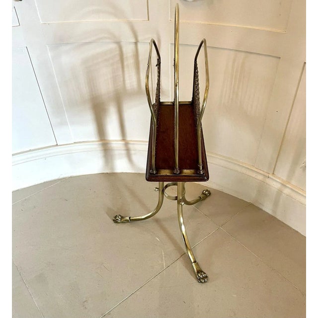 Wood Victorian Brass and Mahogany Revolving Magazine Stand, 1860s For Sale - Image 7 of 12