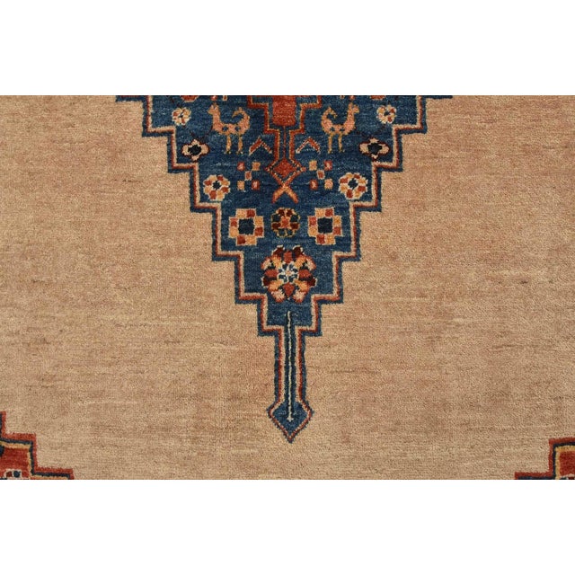 Textile Gabbeh Rug 4’1” X 6’6” Beige Wool Vintage Tribal Hand-Knotted Oriental Carpet For Sale - Image 7 of 13