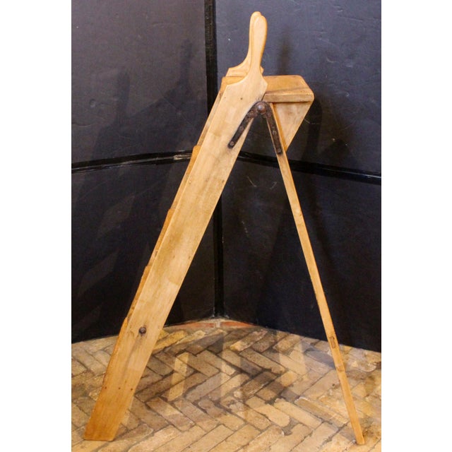 Circa 1900 stripped pine shop keeper's ladder, English. Useful & sturdy. With the large work space & hand holds, it is...