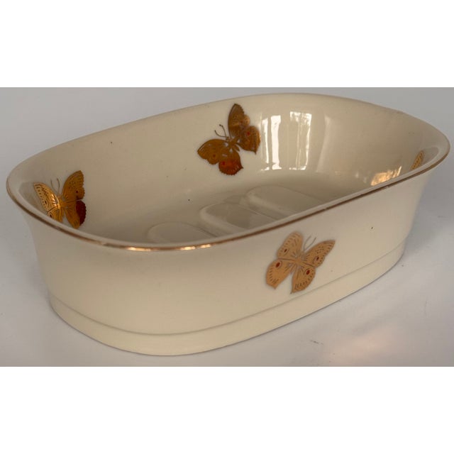 1970's Akahashi Japan Gold Gilt Porcelain Butterfly Motif Soap Dish For Sale In Seattle - Image 6 of 12