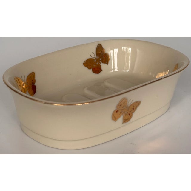 LastChance!1970's Akahashi Japan Gold Gilt Porcelain Butterfly Motif Soap Dish For Sale In Seattle - Image 6 of 12