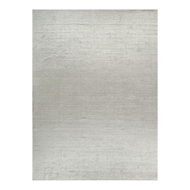 2010s Rug & Kilim’s Modern Rug in Solid Gray and Off-White Striae - 11x15 For Sale
