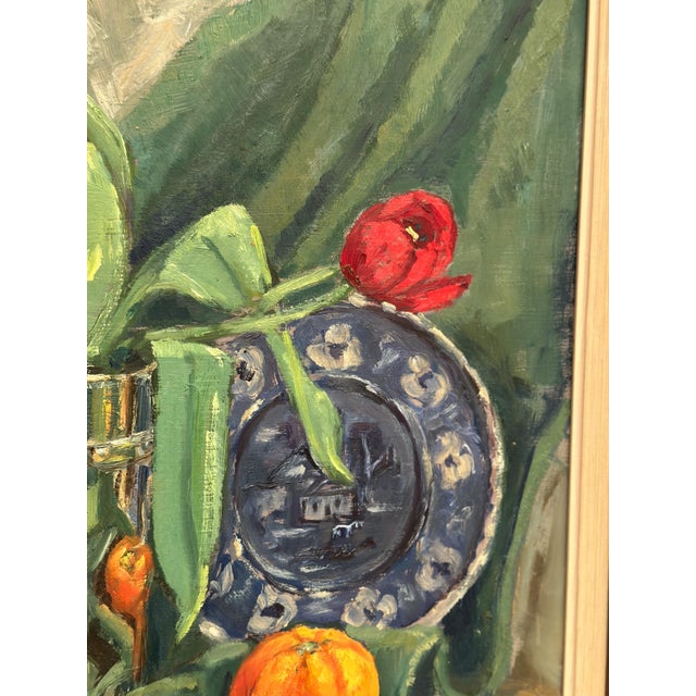 J. Essen Loarp, Still Life with Tulips, 1957, Oil on Panel, Framed For Sale - Image 6 of 15