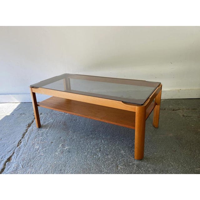 1960s Mid-Century Teak Coffee Table with Smoked Glass Top from Myer For Sale - Image 5 of 8