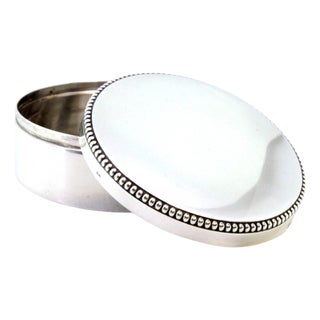 Circular Silver Box with Edge Pearls For Sale