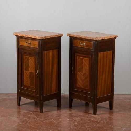 1940s Vintage Bedside Tables with Red Marble Tops, 20th Century, Set of 2 For Sale - Image 5 of 18