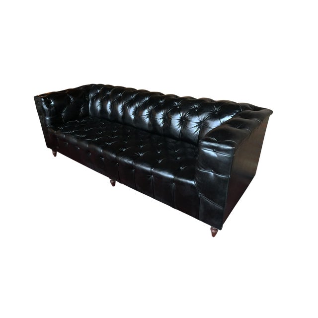 1960s Leather Chesterfield Sofa In The Style Of Edward Wormley