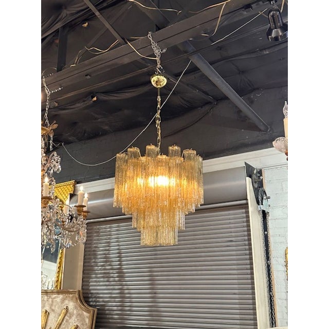 Early 21st Century Modern Gold Murano Glass "Tronchi" Chandelier For Sale - Image 5 of 5