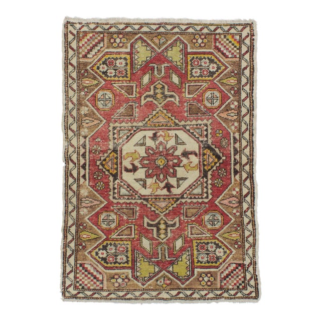 Vintage Turkish Konya Hand Knotted Rug - 3′10″ × 5′6″ For Sale