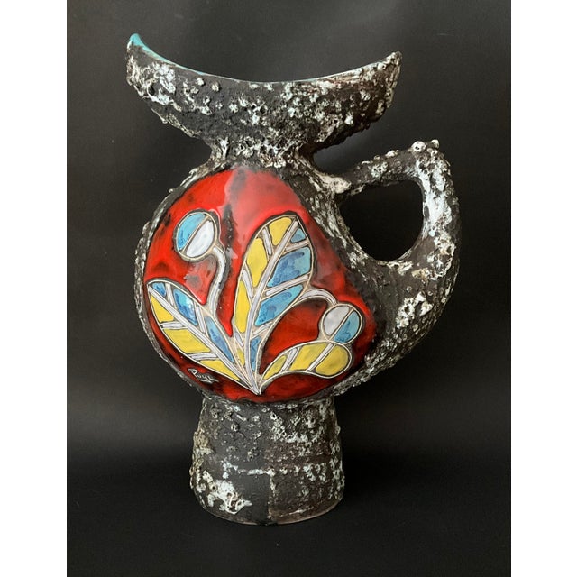 Mid-Century Modern Large Brutalist Ceramic Pitcher by Pugi, Monaco, 1970s For Sale - Image 3 of 12