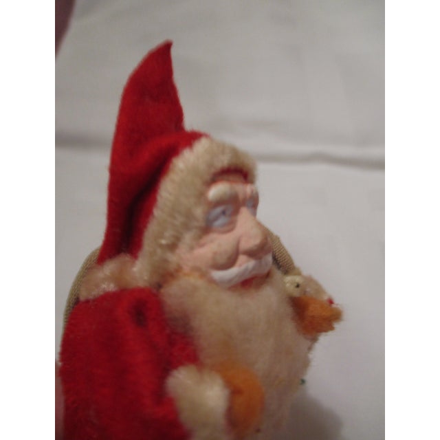 Red Antique Christmas 5" Santa Clay Face Composition & Cloth Body Japa For Sale - Image 8 of 8