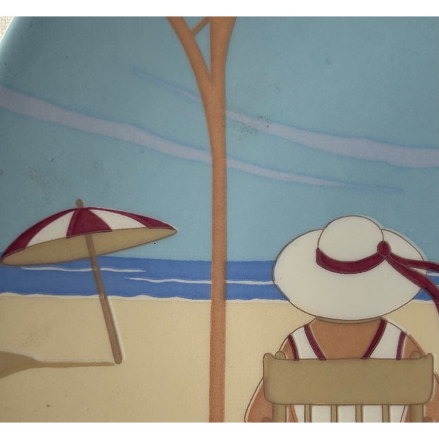 Ceramic Vintage Poole Pottery Transfer Plate, “Art Deco Summer” For Sale - Image 7 of 12