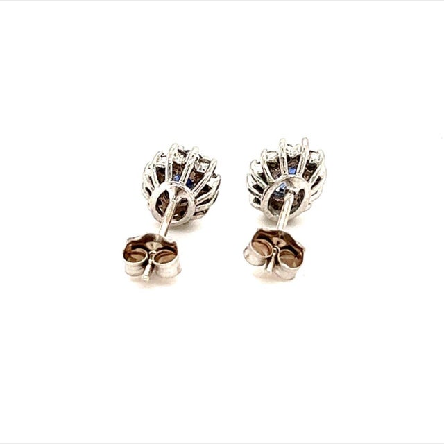 Natural Sapphire Diamond Stud Earrings 14k Gold 0.90 TCW Certified $2,450 215613 This is a Unique Custom Made Glamorous...