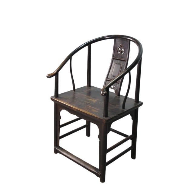 A Pair Antique Chinese Round Back Arm Chairs For Sale - Image 4 of 13