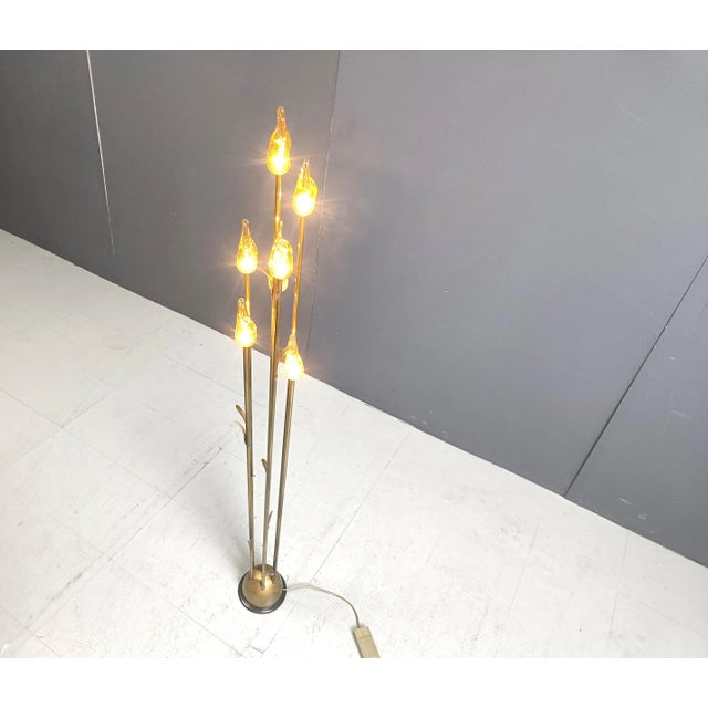 Gold Murano Glass Leaf Floor Lamp, 1980s For Sale - Image 8 of 13