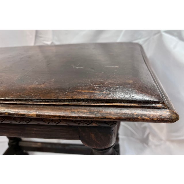 Antique 1800s English Oak Joint Stool/Side Table For Sale In Dallas - Image 6 of 15