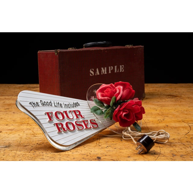 American Vintage "Four Roses" Lighted Sign Salesman Sample in Case For Sale - Image 3 of 15