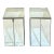 Stunning pair of beveled mirror custom made end tables circa 1970. Perfectly matched pair. Each side has 2 beveled mirror...