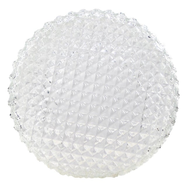 Mid-Century Round Textured Glass Flush Mount For Sale - Image 6 of 14