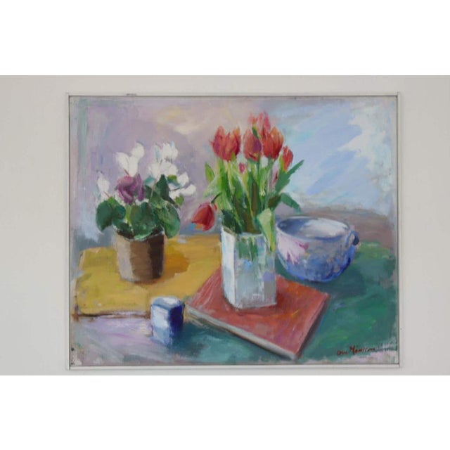 Red Ove Månsson, Still Life with Tulips, 1950s, Oil on Canvas, Framed For Sale - Image 8 of 18
