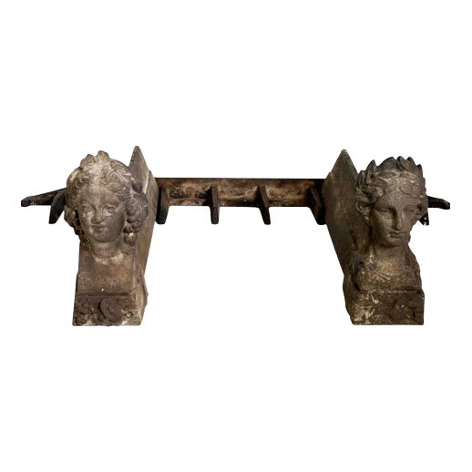 Andirons with Womens Heads, France, 1960s, Set of 3 For Sale