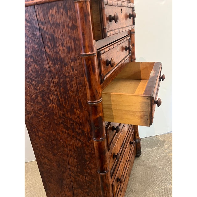Victorian 1900-1909 Faux Bamboo Salesman Sample Miniature Chest For Sale - Image 3 of 6