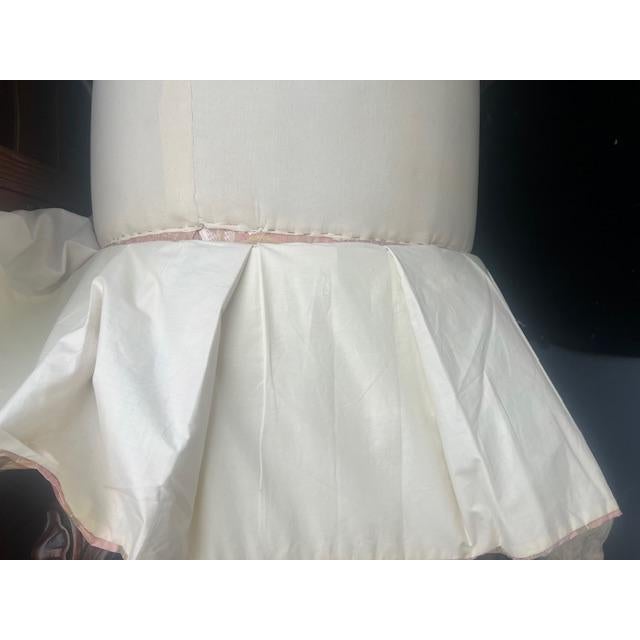 Eggshell Large Oval Tufted Ottoman Custom Made For Sale - Image 8 of 8