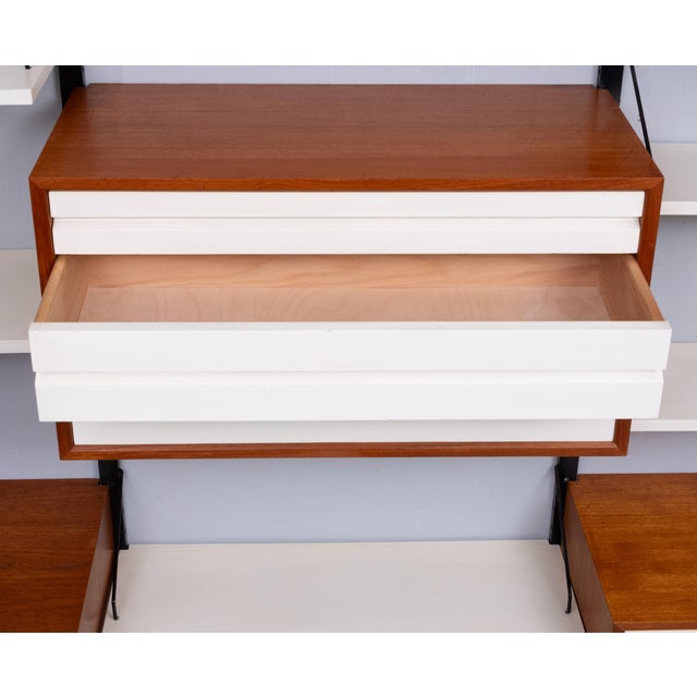 White Modular Floating Teak Wall System from Poul Cadovius, Denmark, 1960s For Sale - Image 10 of 14