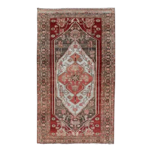 Antique Persian Hamadan Rug With Colorful Geometric Medallion