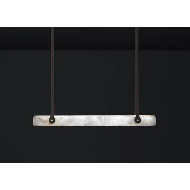 Zeus brown earth leather pendant lamp by alabastro italiano dimensions: d 11 x w 120 x h 100 cm. Materials: white...