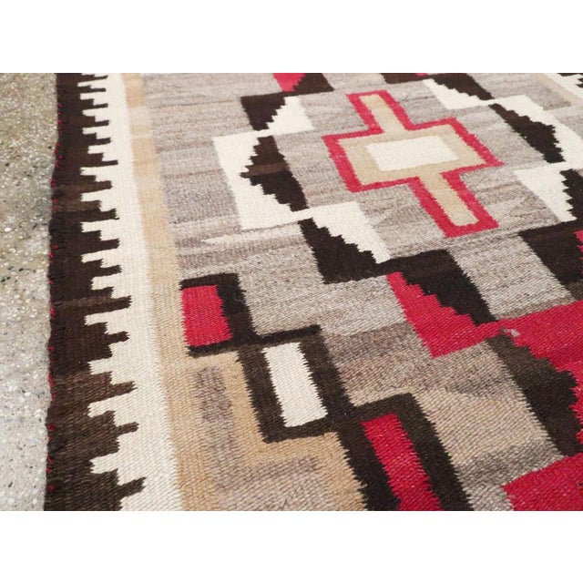 Mid 20th Century Galerie Shabab Collection Tribal Mid-20th Century Handmade American Flatweave Navajo Throw Rug For Sale - Image 5 of 10