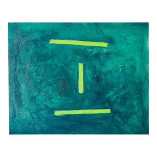Abstract in Green - Mixed Media on Board by Elia For Sale
