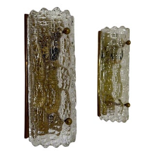 Mid-20 Century Pair of Carl Fagerlund art glass sconces for Orrefors. Sweden For Sale
