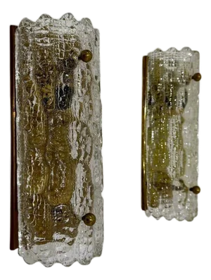 Mid-20 Century Pair of Carl Fagerlund art glass sconces for Orrefors. Sweden