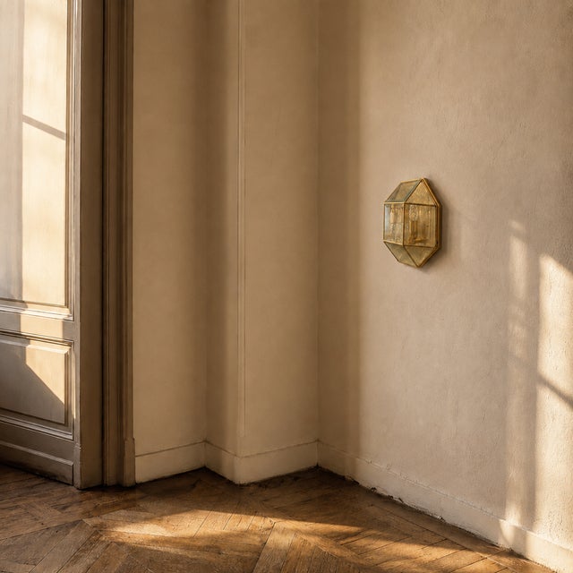 Geometric Brass and Glass Wall Light, 1980s For Sale - Image 4 of 7