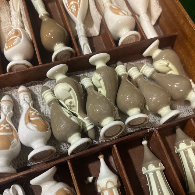 Vintage Ceramic Hand Painted Chess Set- Set of 32 For Sale - Image 9 of 9