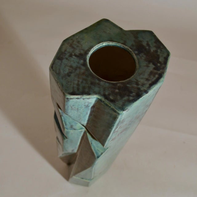 Pottery Vases in Blue and Beige Glaze, Set of 2 For Sale - Image 11 of 14