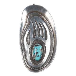 Late 20th Century Vintage Native American Overlay Silver and turqoise pendant For Sale