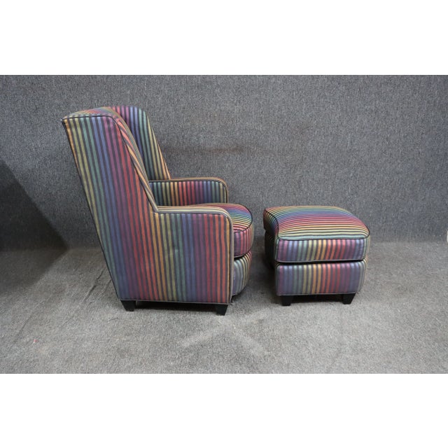 Modern Swaim Wingback & Ottoman For Sale - Image 3 of 11