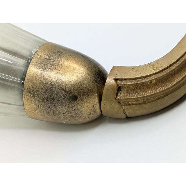 Italian Art Deco Brass Sconces with Murano Glass Shade, 1930s, Set of 2 For Sale - Image 14 of 18