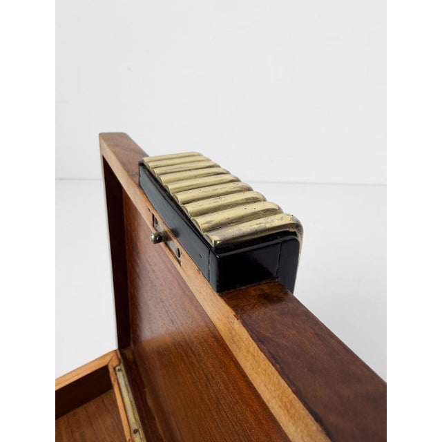 Large Italian Art Deco Box in Walnut Burl with Brass and Ebony Accents, 1930s For Sale - Image 12 of 17