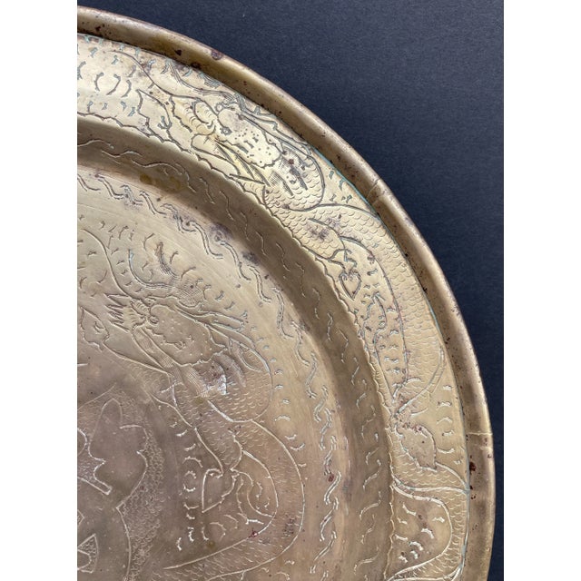 1930s Chinese Dragon Brass Tray For Sale - Image 6 of 7