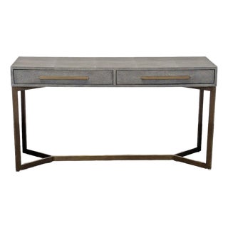 Crate & Barrel Faux Shagreen Console Table For Sale