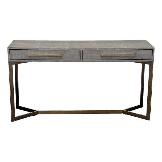 Crate & Barrel Faux Shagreen Console Table For Sale