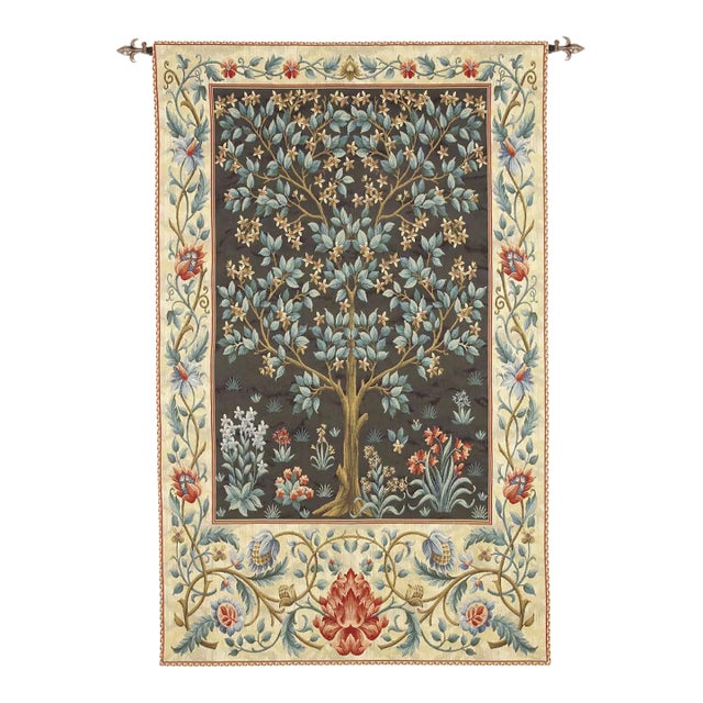 Tree of Life - Dark Loom Woven Tapestry - 180 X 142 Cm (5'11" X 4'8") - Requires Rod Size 4 For Sale